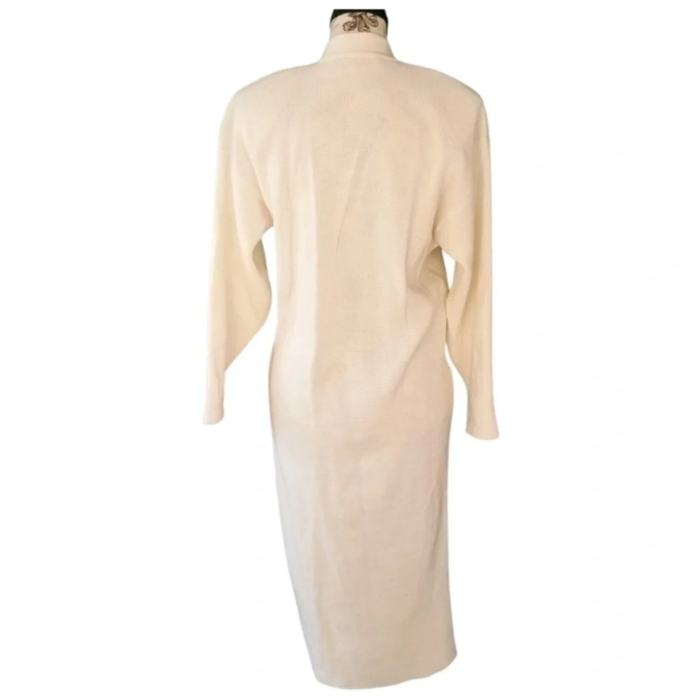🇨🇦 80s Vintage Cream Long Button Cardigan Sweater Duster Size Small Oversized - Picture 5 of 7